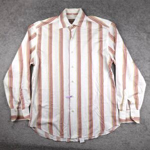 Brandolini Sport Shirt Men's M Ivory Striped Long Sleeve Button Up Made in Italy